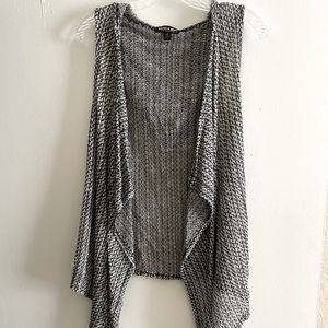 Black and White Draped Vest with Hood